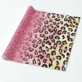 Papel De Regalo Patrón de leopardo del Purpurina rosa Glam