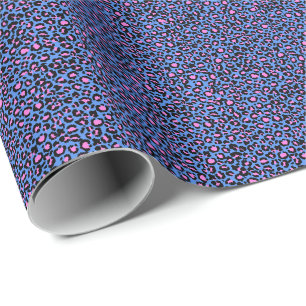 Papel De Regalo Patrón de leopardo en frambuesa sobre azul eléctri
