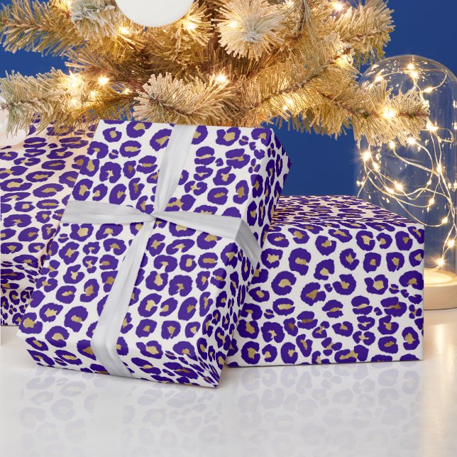 Papel De Regalo Patrón de leopardo morado y dorado (Vacaciones)