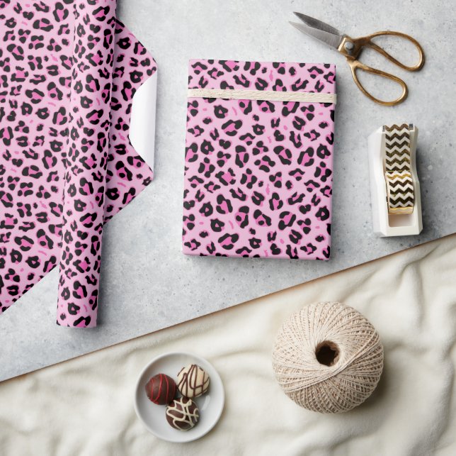 Papel De Regalo Patrón de Leopardo Rosa (Artesanía)