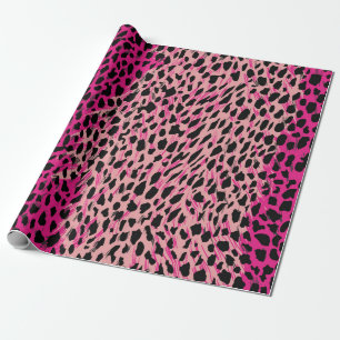 Papel De Regalo Patrón de leopardo rosa animal textil de fabricaci
