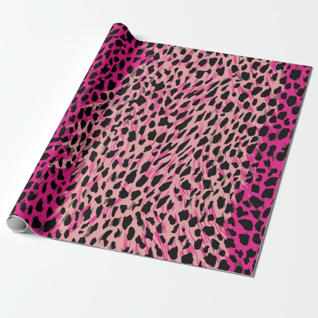 Papel De Regalo Patrón de leopardo rosa animal textil de fabricaci (Desenrollado)