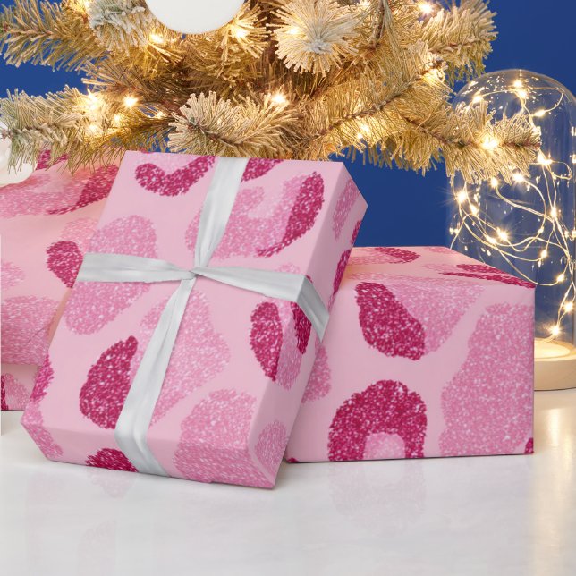 Papel De Regalo Patrón de leopardo rosa con purpurina (Vacaciones)
