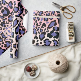 Papel De Regalo Patrón de leopardo rosa y azul