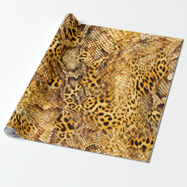 Papel De Regalo Patrón de leopardo y serpiente (Desenrollado)