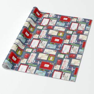 Papel De Regalo Patrón de letras para niños a Navidades Santa l