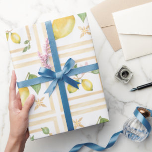 Papel De Regalo patrón de limón cítrico mediterráneo