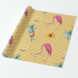 Papel De Regalo Patrón de limón de mango de flamenco amarillo