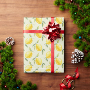 Papel De Regalo Patrón de limón de verano en acuarela