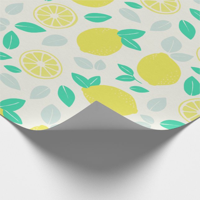 Papel De Regalo Patrón de limón de verano en crema (Esquina)