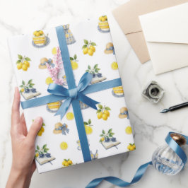 Papel De Regalo Patrón de limón de verano mediterráneo