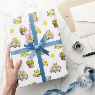 Papel De Regalo Patrón de limón de verano mediterráneo