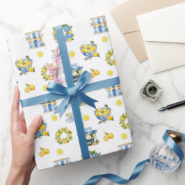 Papel De Regalo Patrón de limón de verano mediterráneo