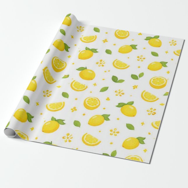 Papel De Regalo Patrón de Limón Fresco (Desenrollado)