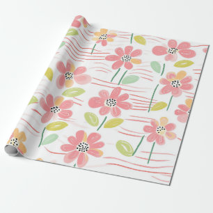 Papel De Regalo Patrón de línea floral abstracta moderna (3)