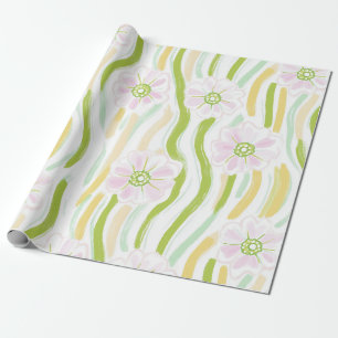 Papel De Regalo Patrón de línea floral abstracta moderna (4)