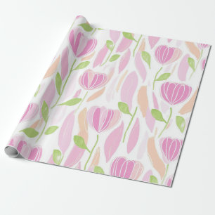 Papel De Regalo Patrón de línea floral abstracto moderno (1)