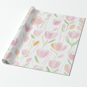 Papel De Regalo Patrón de línea floral abstracto moderno (5)