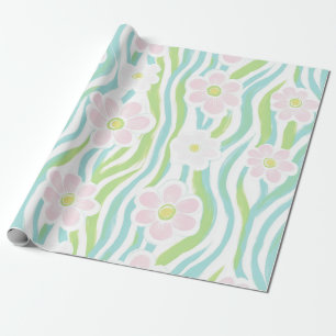 Papel De Regalo Patrón de línea floral abstracto moderno (8)