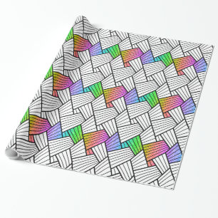 Papel De Regalo Patrón de líneas abstractas modernas en blanco y n