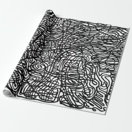 Papel De Regalo Patrón de líneas blancas y negras abstractas