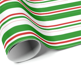 Papel De Regalo Patrón de líneas de color verde, blanco y rojo est