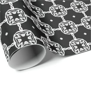 Papel De Regalo Patrón de líneas de Mandala en blanco y negro 10