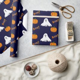 Papel De Regalo Patrón de linterna de Jack O' Ghost de Halloween