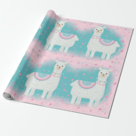 Papel De Regalo Patrón de llama rosa y menta