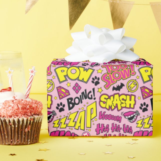 Papel De Regalo Patrón de logotipos y frases cómicas de Chibi (Fiesta de cumpleaños )