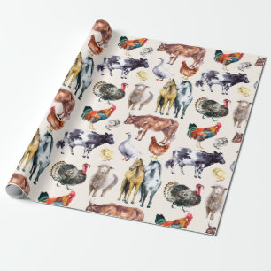 Papel De Regalo Patrón de los animales de granja acuática