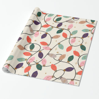 Papel De Regalo Patrón de luces de cadena de vacaciones retro