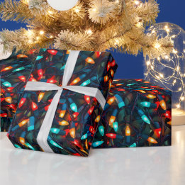 Papel De Regalo Patrón de Luces de Navidad Brillantes