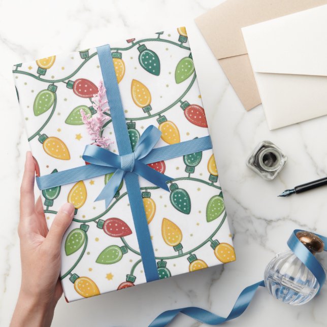 Papel De Regalo Patrón de Luces de Navidad en Cadena (Regalar)