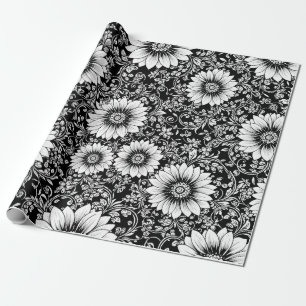 Papel De Regalo Patrón de lujo floral monocromo chic (5)