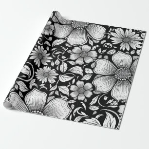 Papel De Regalo Patrón de lujo floral monocromo chic (6)