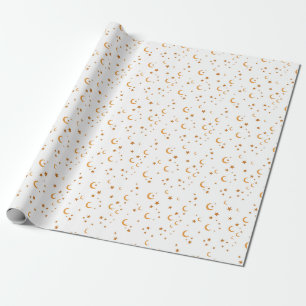 Papel De Regalo Patrón de luna y estrellas dispersas