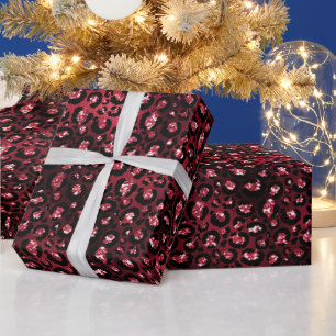 Papel De Regalo Patrón de lunares de leopardo con brillo rojo