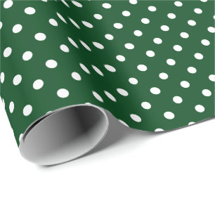 Papel De Regalo Patrón de lunares verde oscuro y blanco