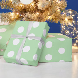Papel De Regalo Patrón de lunares verde salvia y blanco