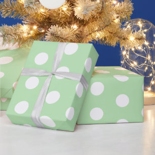 Papel De Regalo Patrón de lunares verde salvia y blanco