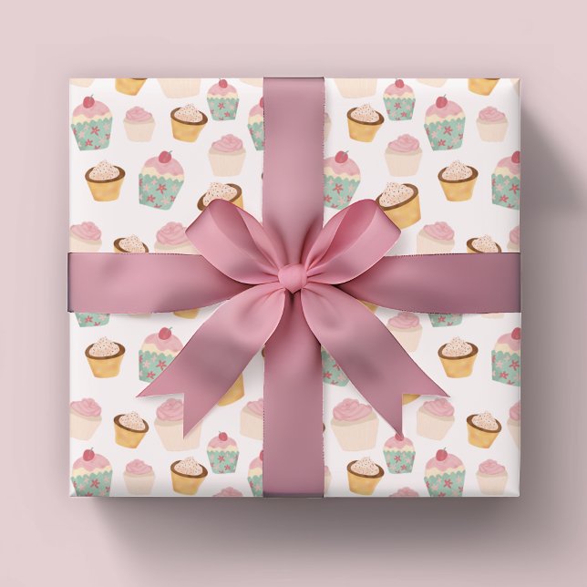 Papel De Regalo Patrón de magdalena (Cute cupcake sweet treat themed wrapping paper rolls.)