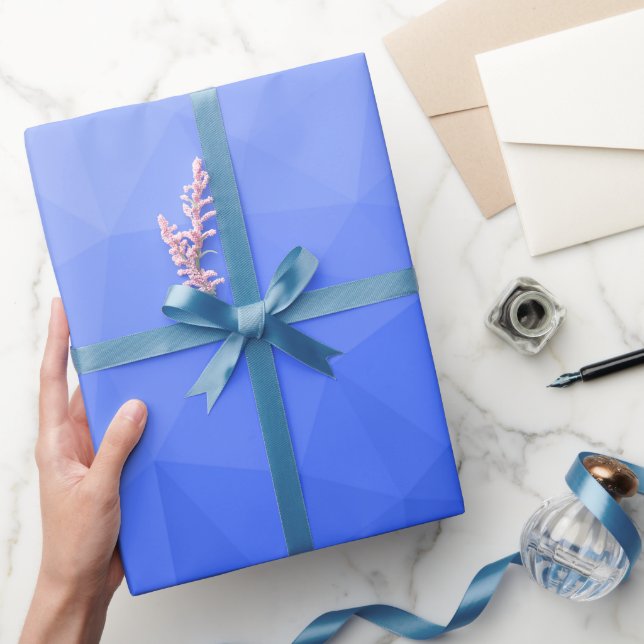 Papel De Regalo Patrón de malla geométrica con gradiente azul oscu (Regalar)