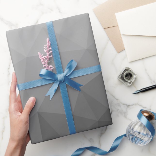 Papel De Regalo Patrón de malla geométrica de gradiente gris (Regalar)