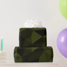 Papel De Regalo Patrón de malla geométrica negro verde oscuro del 