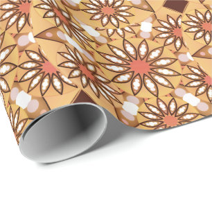 Papel De Regalo Patrón de Mandala, bronceado de caramelo, marrón c