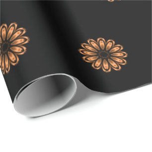 Papel De Regalo Patrón de Mandala de cobre y negro 2