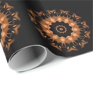 Papel De Regalo Patrón de mandala de cobre y negro 4