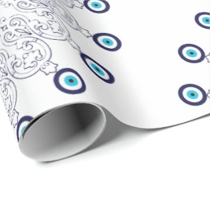 Papel De Regalo Patrón de Mandala del Ojo Mal de Aqua Azul Mediter