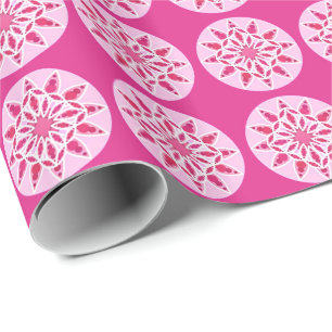 Papel De Regalo Patrón de Mandala en rosa, fucsia y blanco